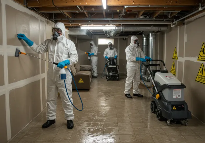 Basement Moisture Removal and Structural Drying process in Waterbury, VT